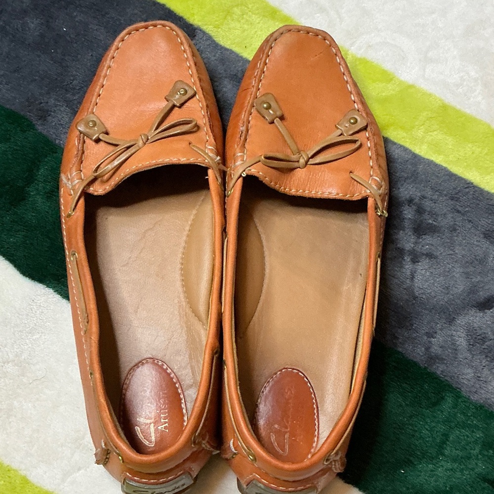 Clarks Women's Orange Moccasins Size 9.5 - Picture 7 of 14